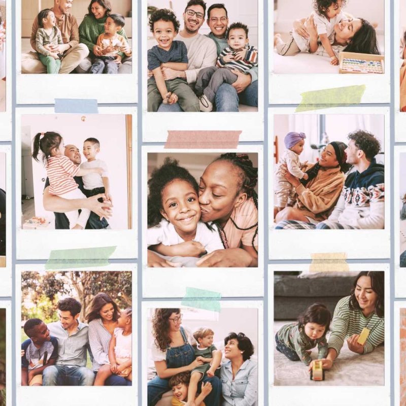 polaroid collage of families