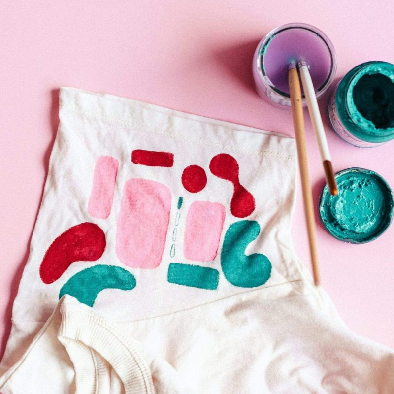 vibrantly painted t-shirt craft
